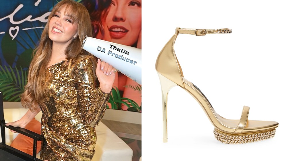 Thalía visits the 'Despierta America' morning show at Univision Studios on Monday in Doral, Florida.