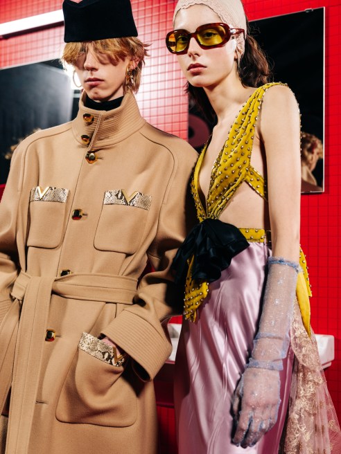 Backstage at Valentino Fall 2025 Ready-to-Wear Collection at Paris Fashion Week