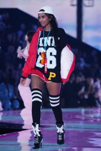 Mekdalawit Mequanent on the runway at the Victoria's Secret Fashion Show.