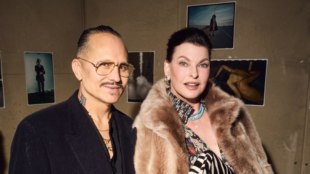 Willy Chavarria and Linda Evangelista at the opening of Wonderland, the first major survey of Annie Leibovitz’s work in Spain, at The MOP Foundation.