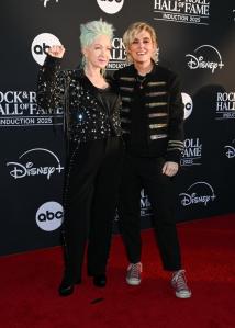 Cyndi Lauper and Brandi Carlile at 2025 Rock & Roll Hall of Fame Induction Ceremony at Peacock Theater on November 08, 2025 in Los Angeles, California.