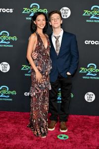 Aisha Rae and Guest (R) at Disney's "Zootopia 2" Premiere held at El Capitan Theatre on November 13, 2025 in Los Angeles, California.