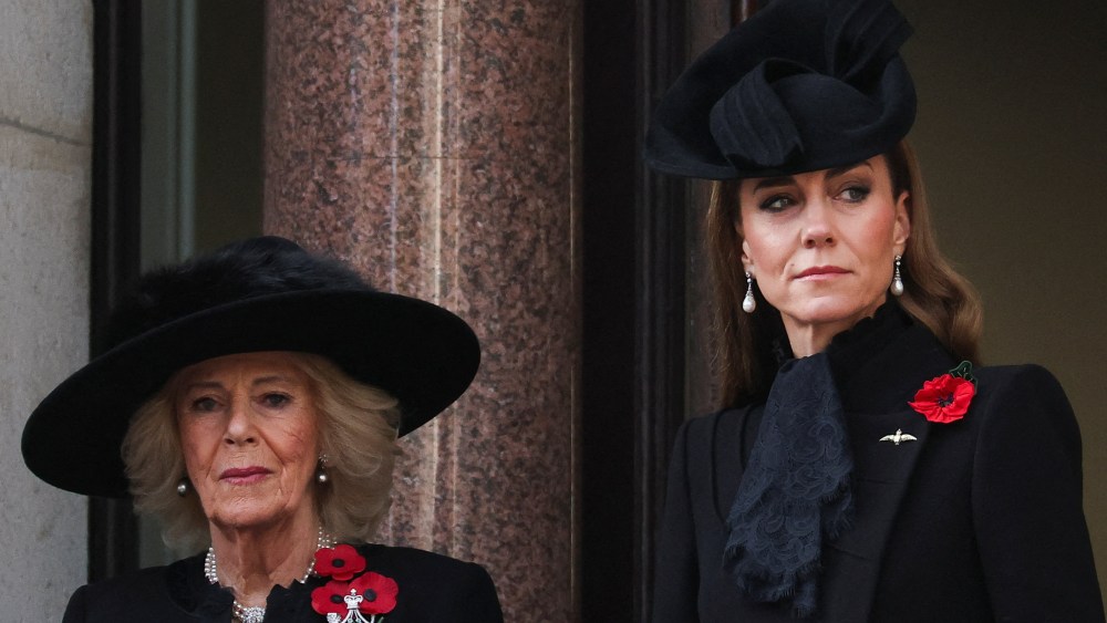 Queen Camilla and the Princess of Wales at the Remembrance Day ceremony in London.