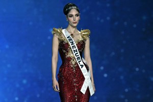 Miss Venezuela Stephany Adriana Abasali Nasser takes part in the final competition of the 2025 Miss Universe pageant in Nonthaburi, north of Bangkok, on November 21, 2025. (Photo by Lillian SUWANRUMPHA / AFP) (Photo by LILLIAN SUWANRUMPHA/AFP via Getty Images)
