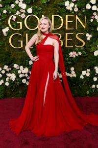 Dakota Fanning during the 82nd Annual Golden Globes held at The Beverly Hilton on January 05, 2025 in Beverly Hills, California.