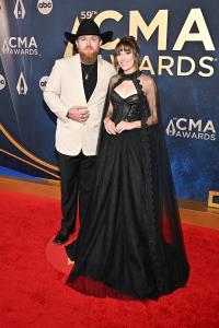 Tyler Braden and Marisa Taylor at The 59th Annual CMA Awards held at the Bridgestone Arena on November 19, 2025 in Nashville, Tennessee.