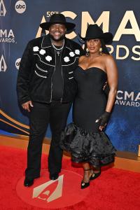 Michael Trotter Jr. and Tanya Trotter of The War and Treaty at The 59th Annual CMA Awards held at the Bridgestone Arena on November 19, 2025 in Nashville, Tennessee.