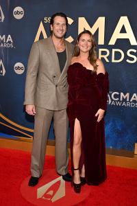 Russell Dickerson and Kailey Dickerson at The 59th Annual CMA Awards held at the Bridgestone Arena on November 19, 2025 in Nashville, Tennessee.