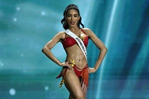 Miss Dominican Republic Jennifer Rocio Ventura Marte takes part in the final competition of the 2025 Miss Universe pageant in Nonthaburi, north of Bangkok, on November 21, 2025. (Photo by Lillian SUWANRUMPHA / AFP)