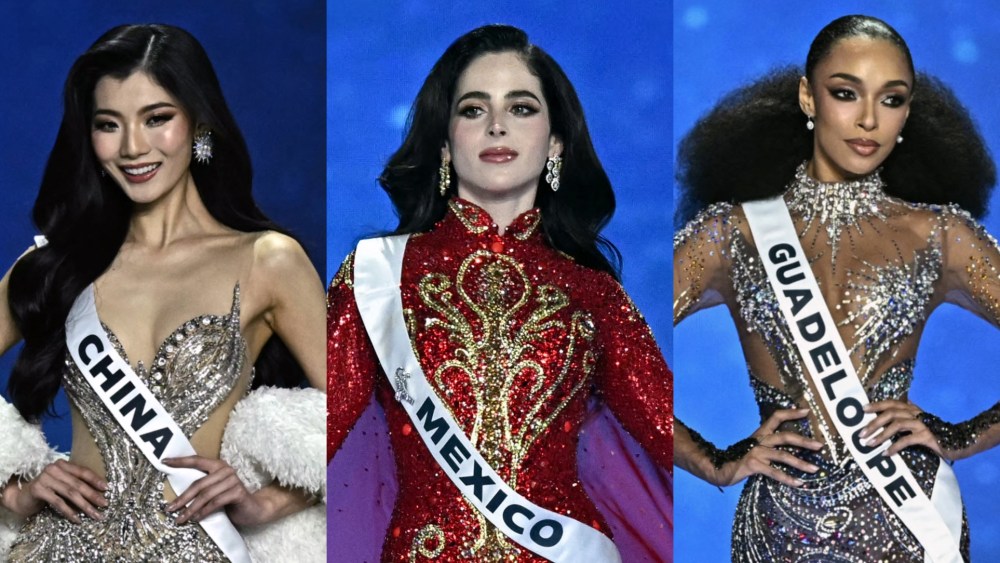 Miss China, Miss Mexico and Miss Guadeloupe at the Miss Universe 2025 pageant.