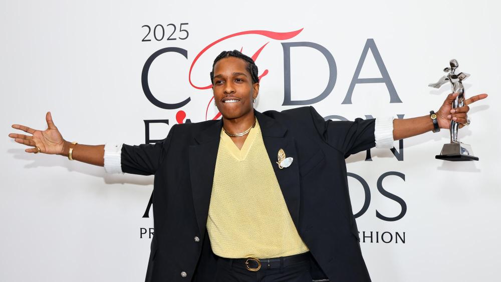 A$AP Rocky poses with the Fashion Icon Award at the 2025 CFDA Fashion Awards held at The American Museum of Natural History on November 03, 2025 in New York, New York.