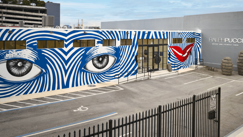 The Ruben Toledo mural  on the facade of the Ralph Pucci gallery in Miami.