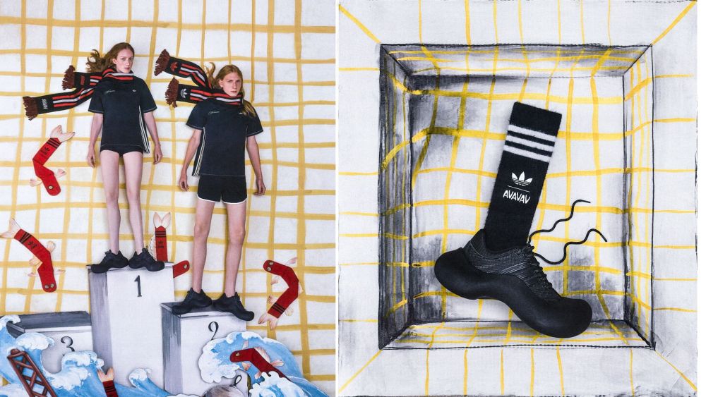 Avavav x Adidas Originals third collaboration, where Beate Skonare Karlsson turns archival cues into new shapes, from vacuum-molded Superstars to a 22-cm Luge Heel, with a campaign by Szilveszter Mako.