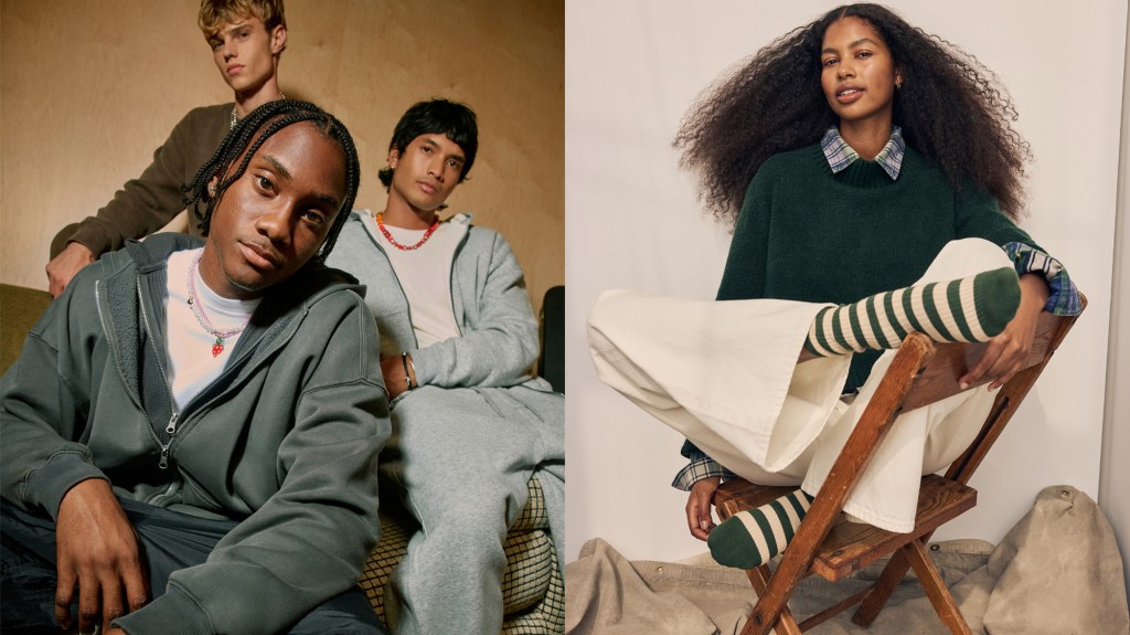 Current season looks from Hollister (left) and Abercrombie.