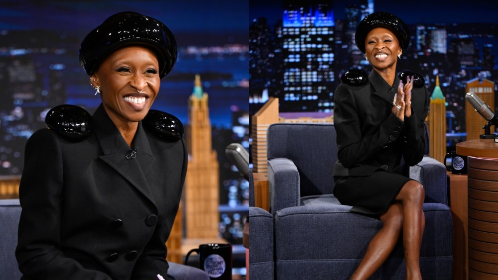 Cynthia Erivo wears Schiaparelli on "The Tonight Show Starring Jimmy Fallon" on Nov. 19, 2025, in New York City.