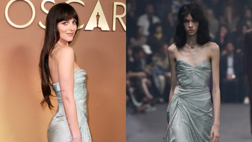 Dakota Johnson wears Valentino spring 2026 ready-to-wear collection and Jessica McCormack jewelry at The 16th Governors Awards on Nov. 16, 2025 in Los Angeles.