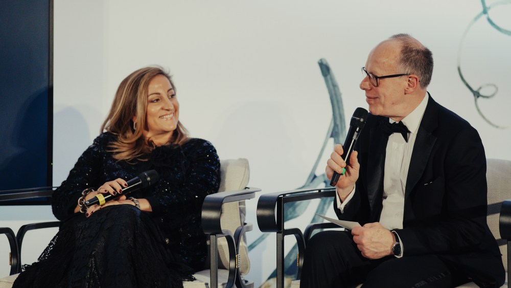 Architect and designer Aline Asmar d'Amman and WWD and Fairchild Media Group Chief Content Officer Jim Fallon.
