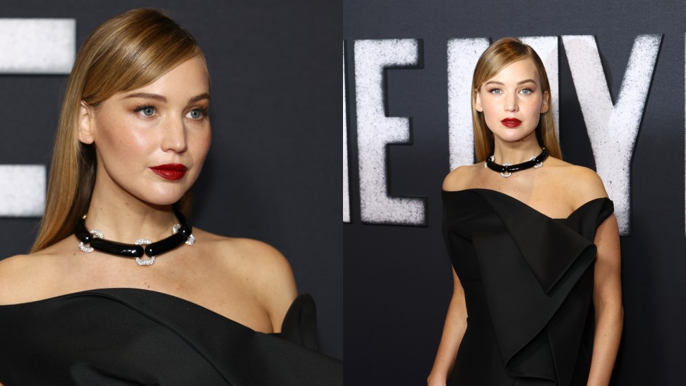 Jennifer Lawrence wears Dior by Jonathan Anderson at the "Die My Love" New York premiere on Nov. 1, 2025 in New York City.