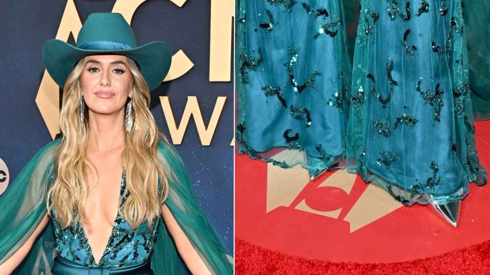 Lainey Wilson wears metallic silver Betzabe pointed toe shoes at the 2025 CMA Awards on Wednesday.