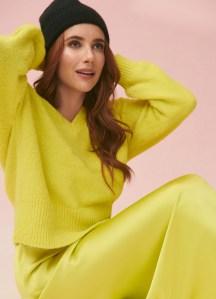 Emma Roberts in Loft’s holiday 2025 collection.