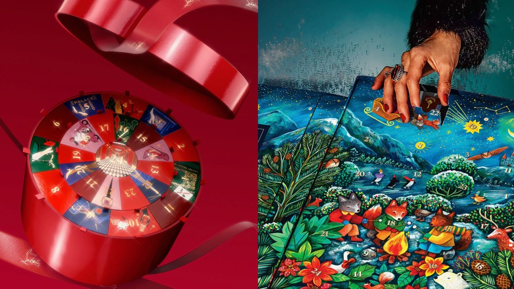 a christian louboutin and compartes advent calendar side by side