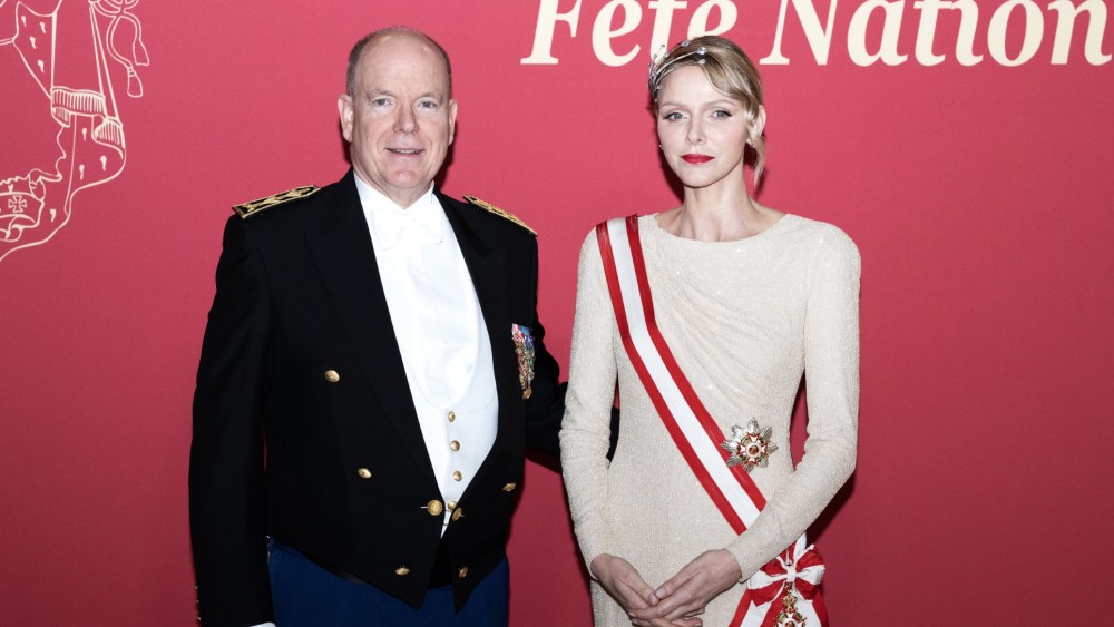 Princess Charlene of Monaco wears an Armani Prive gown and her wedding day tiara at the Monaco National Day 2025 on Nov. 19, 2025 in Monaco.