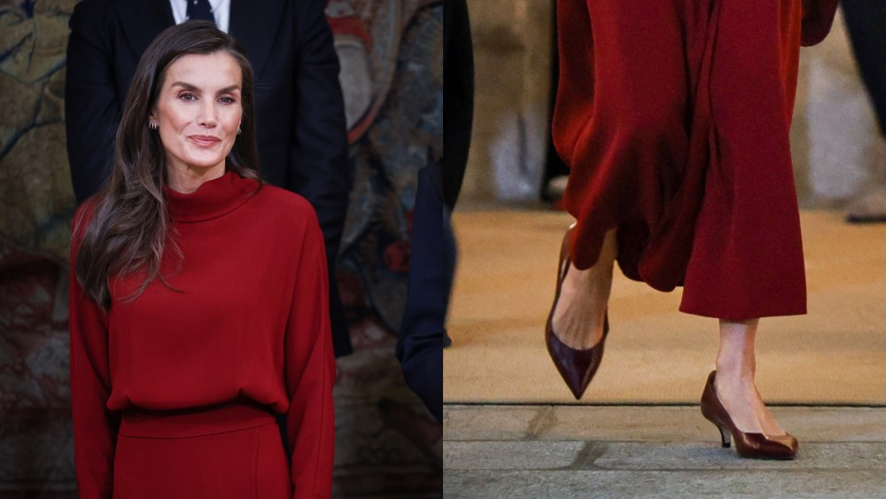 On Thursday, Queen Letizia attended the National Innovation and Design Awards Ceremony in Madrid, where she wore burgundy patent leather kitten heels.