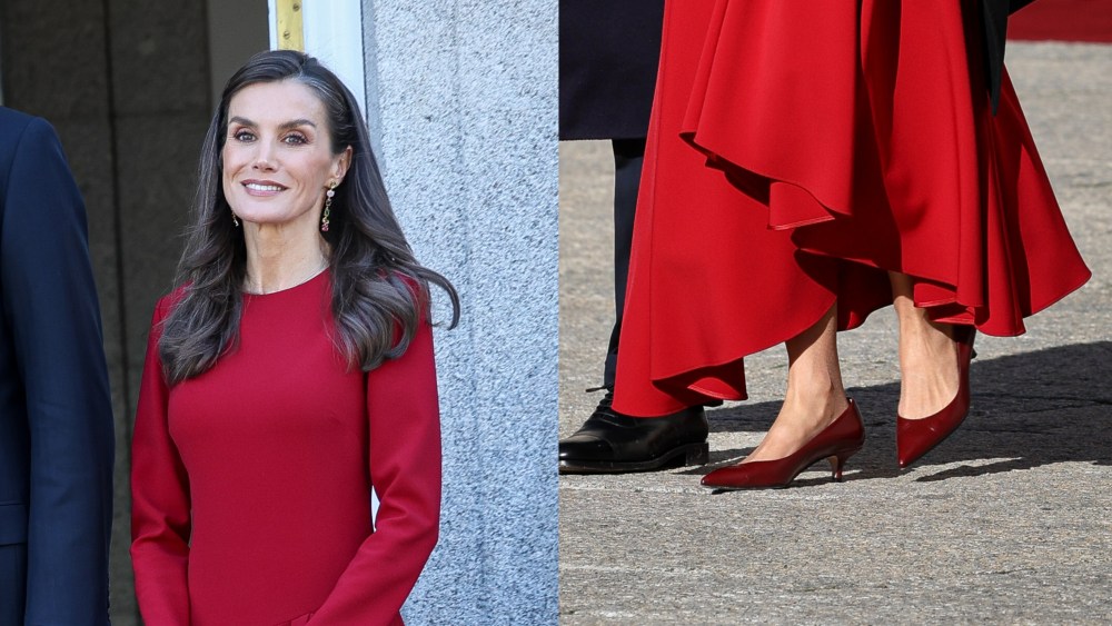 queen letizia, red kittne heel, pointed toe, germany, red dress