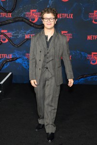 Gaten Matarazzo at the "Stranger Things" Season 5 World Premiere held at the TCL Chinese Theatre on November 06, 2025 in Los Angeles, California.