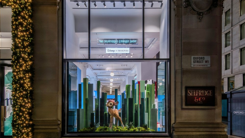 Swarovski has recreated Bambi and other Disney characters as part of a takeover of The Corner Shop at Selfridges.