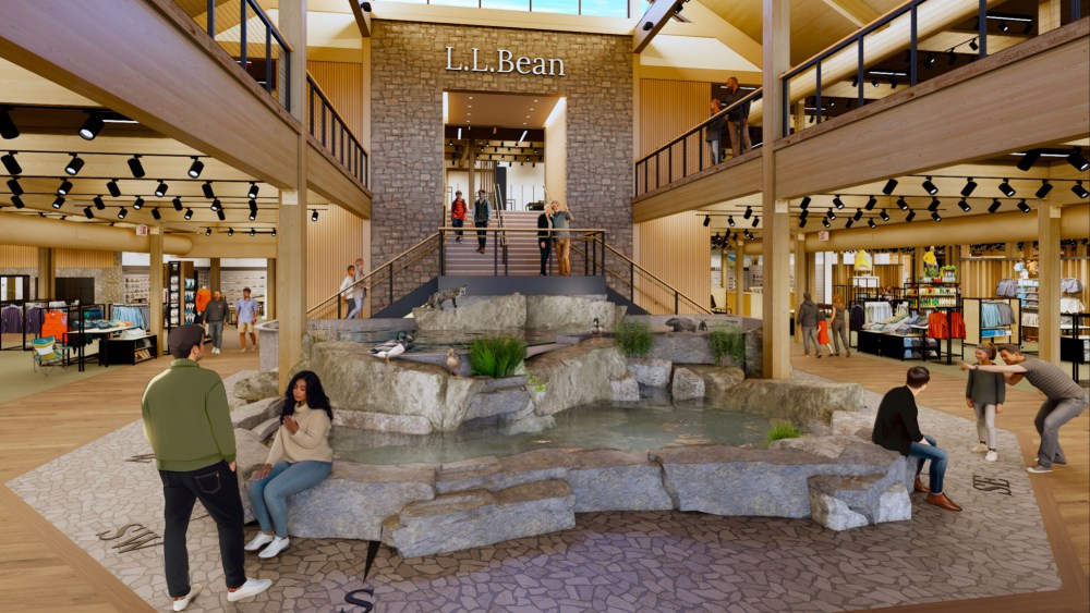 The reimagined L.L. Bean flagship will feature a larger fish pond.