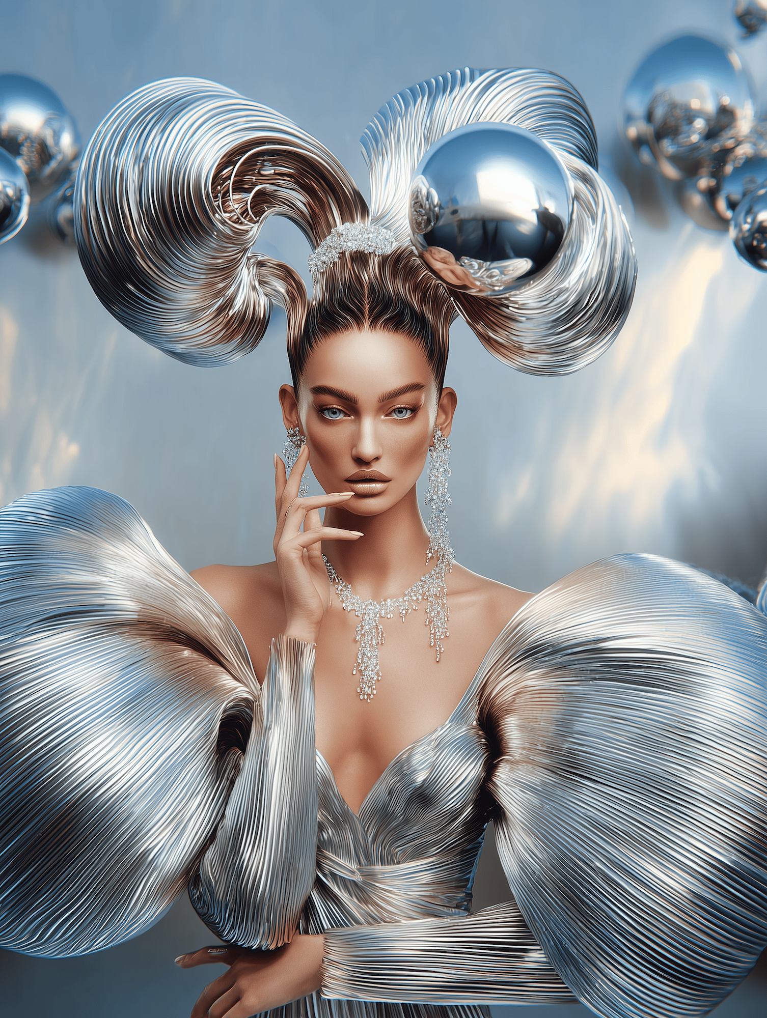 An AI-generated fashion image created at Istituto Marangoni.