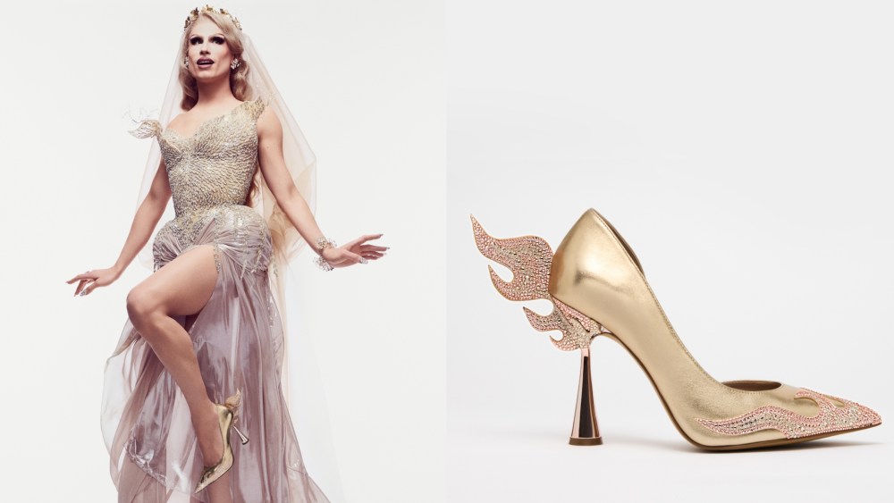 Left: DD Fuego wearing Betsey Johnson x DD Fuego 'Flame Shoes.'
Right: DD Fuego x Betsey Johnson 'Flame Shoes.'