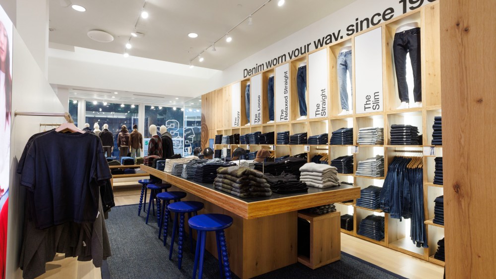 The denim area at the modernized Gap store in San Francisco.