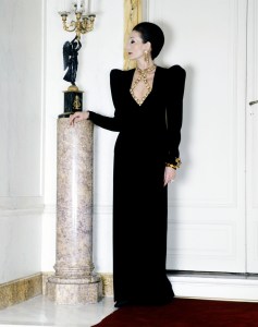Jacqueline de Ribes photographed in a look from her 1983 couture fashion show debut.