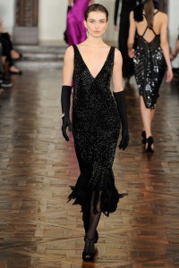 A model on the runway at Ralph Lauren's fall 2012 show at Skylight Studio SoHo. (Photo by Fairchild Archive/Penske Media via Getty Images)
