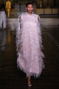 Model on the runway at Prabal Gurung fashion show as part of Spring/Summer 2026 New York Fashion Week at St. Bartholomew's Church on September 13, 2025 in New York, New York.