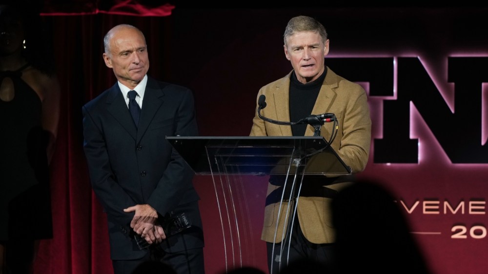 Roberto Massardi and Joe Preston at the 2025 Footwear News Achievement Awards held at Cipriani 25 Broadway on December 03, 2025 in New York, New York.