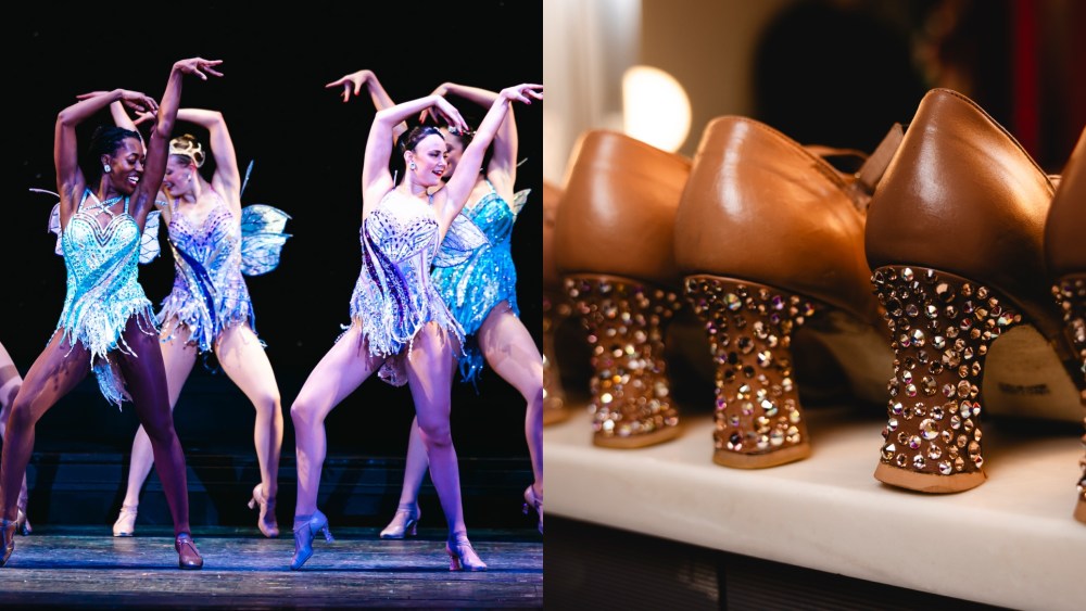 Left: Rockettes perform the number 'Dance of the Frost Fairies.'
Right: The Rockettes' custom LaDuca heels.