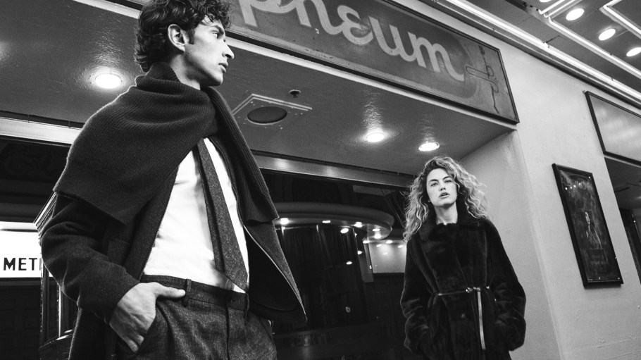 The Vince holiday campaign shot by photographer Emma Summerton at the historic Orpheum Theatre in Los Angeles is an ode to film.