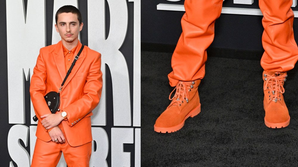 Timothée Chalamet at the 'Marty Supreme' Los Angeles Premiere held at the Samuel Goldwyn Theatre on Dec. 8, 2025 in Los Angeles, California.
