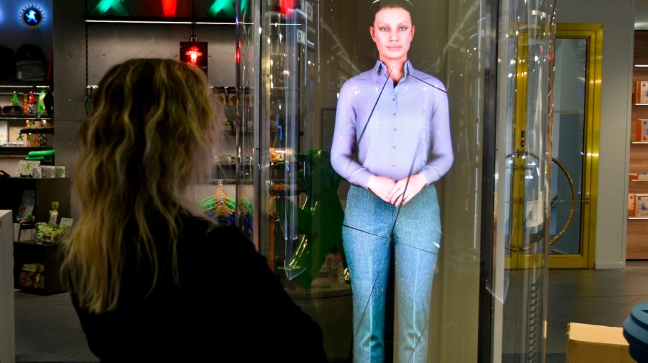 Artificial Intelligence Inside a Shopping Mall on Mitte District of Berlin city on March 21, 2025 in Berlin, Germany. Berlin is the capital of Germany. A city-state and seat of the German government, it is one of the most important political, cultural, scientific, trade fair, economic, commercial and media centers in the world, and is also the most populous municipality in the European Union, with 3,721,459 inhabitants. After the fall of the wall (1989), Berlin became a center for the arts, design, media, music and fashion. Artists and creative people moved en masse to the city of Berlin. In 1991, the Bundestag decided to move the capital of reunified Germany to Berlin. The transfer of the institutional seats from Bonn to Berlin was completed in 1999, during the chancellorship of Gerhard Schröder. Berlin is one of the capitals of European cinema and is considered the capital of startups in Germany and an emerging international center for founders of innovative companies.