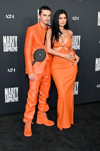 Timothée Chalamet and Kylie Jenner at the "Marty Supreme" Los Angeles Premiere held at the Samuel Goldwyn Theatre on December 08, 2025 in Los Angeles, California.