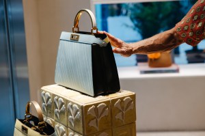Michael Burke at the Fendi store during his LVMH Design District Tour.