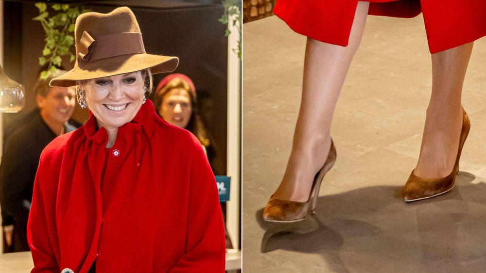 Queen Máxima of the Netherlands wore Gianvito Rossi 105 pumps in a golden-brown suede finish for the PUM Awards on Wednesday.