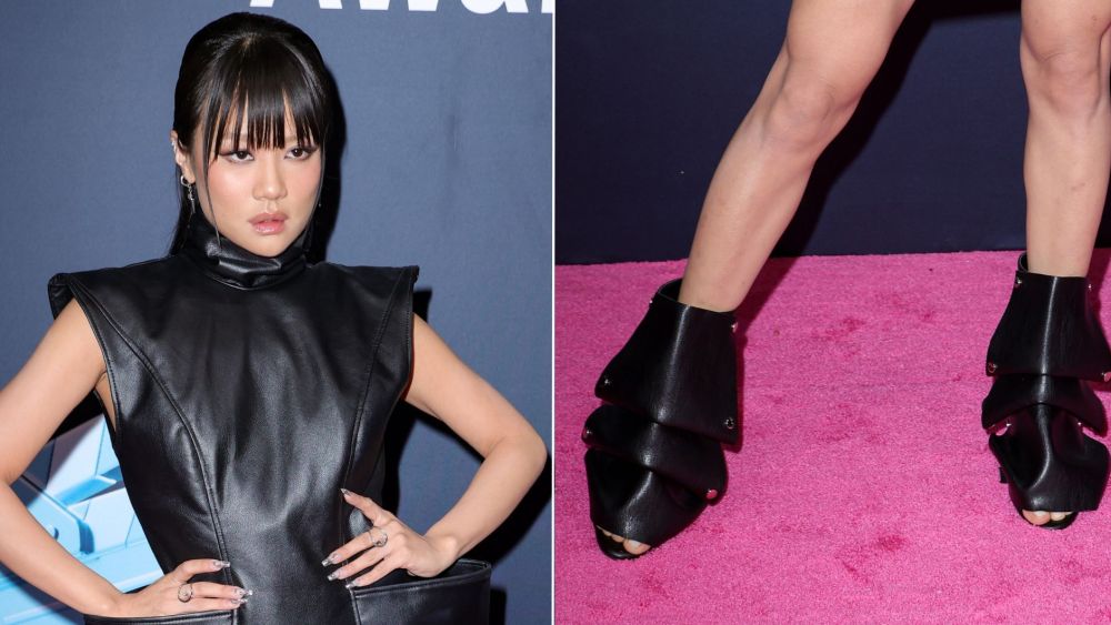 Rei Ami wears Azalea Wang Birdsong Snap Open Toe Booties at the 2025 TikTok Awards on Thursday.