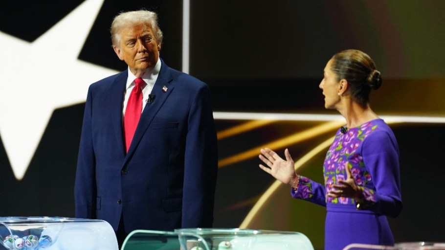 President Donald Trump and Mexican President Claudia Sheinbaum at the FIFA World Cup 2026 Official Draw at John F. Kennedy Center for the Performing Arts on Dec. 5.