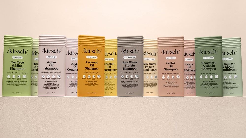 Kitsch liquid shampoos and conditioners.