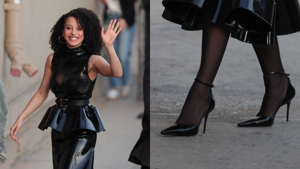 Chase Infiniti is seen wearing Chase Infiniti wearing head-to-toe Alaïa, including the label's leather Drop D'Orsay pumps, on Jan. 14, 2026 in Los Angeles, Calif.