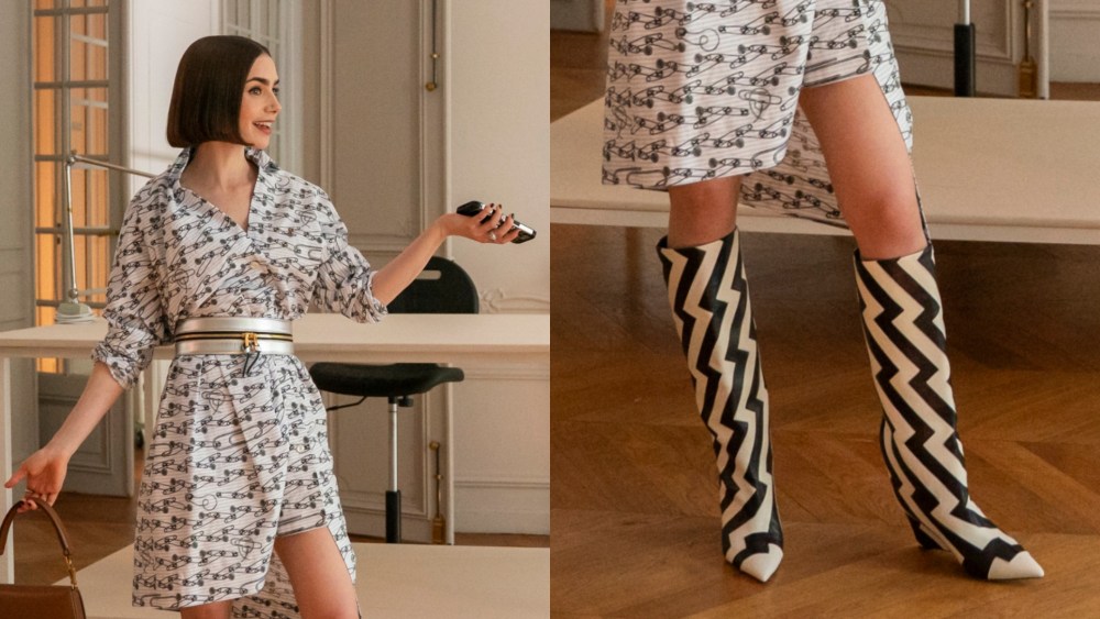 Emily In Paris. (L to R) Lily Collins as Emily, Eugenio Franceschini as Marcello in episode 509 of Emily In Paris.